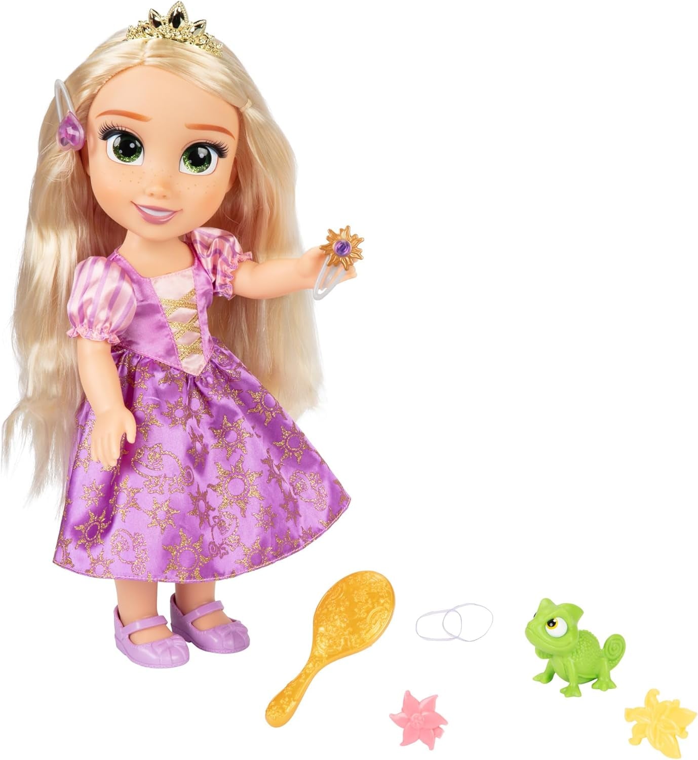 Disney Princezna Rapunzel 35 cm zpívající panenka, zpívá „I See The Light“, včetně doplňků pro větší zábavu, ideální pro dívky od 3 let, fialová