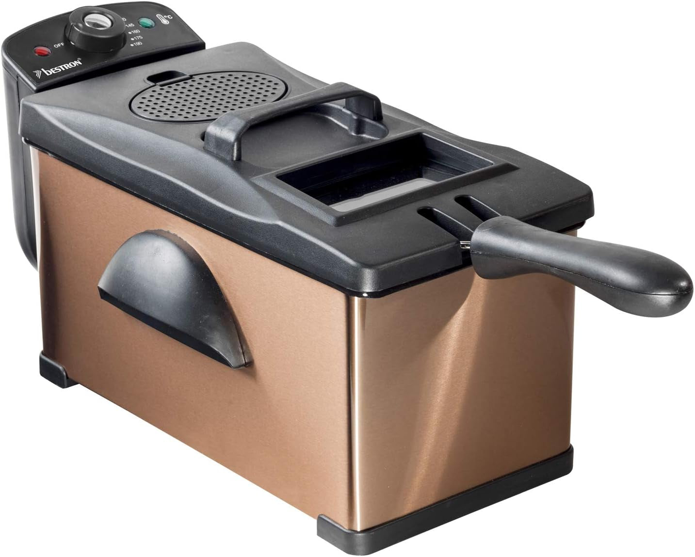 Olejová fritéza Bestron s technologií studené zóny, 3,5 litru, 2000 wattů Spotřebiče Naty Shop Copper Single