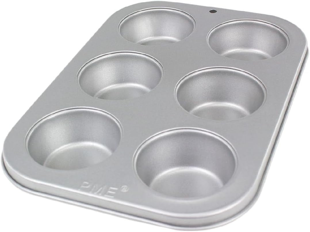 CSB108 Nepřilnavá nádoba na muffiny z uhlíkové oceli, 6 otvorů, nerezová ocel, stříbrná, 28,9 x 17,7 x 3,1 cm pekáče a podnosy Naty Shop