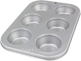 CSB108 Nepřilnavá nádoba na muffiny z uhlíkové oceli, 6 otvorů, nerezová ocel, stříbrná, 28,9 x 17,7 x 3,1 cm pekáče a podnosy Naty Shop