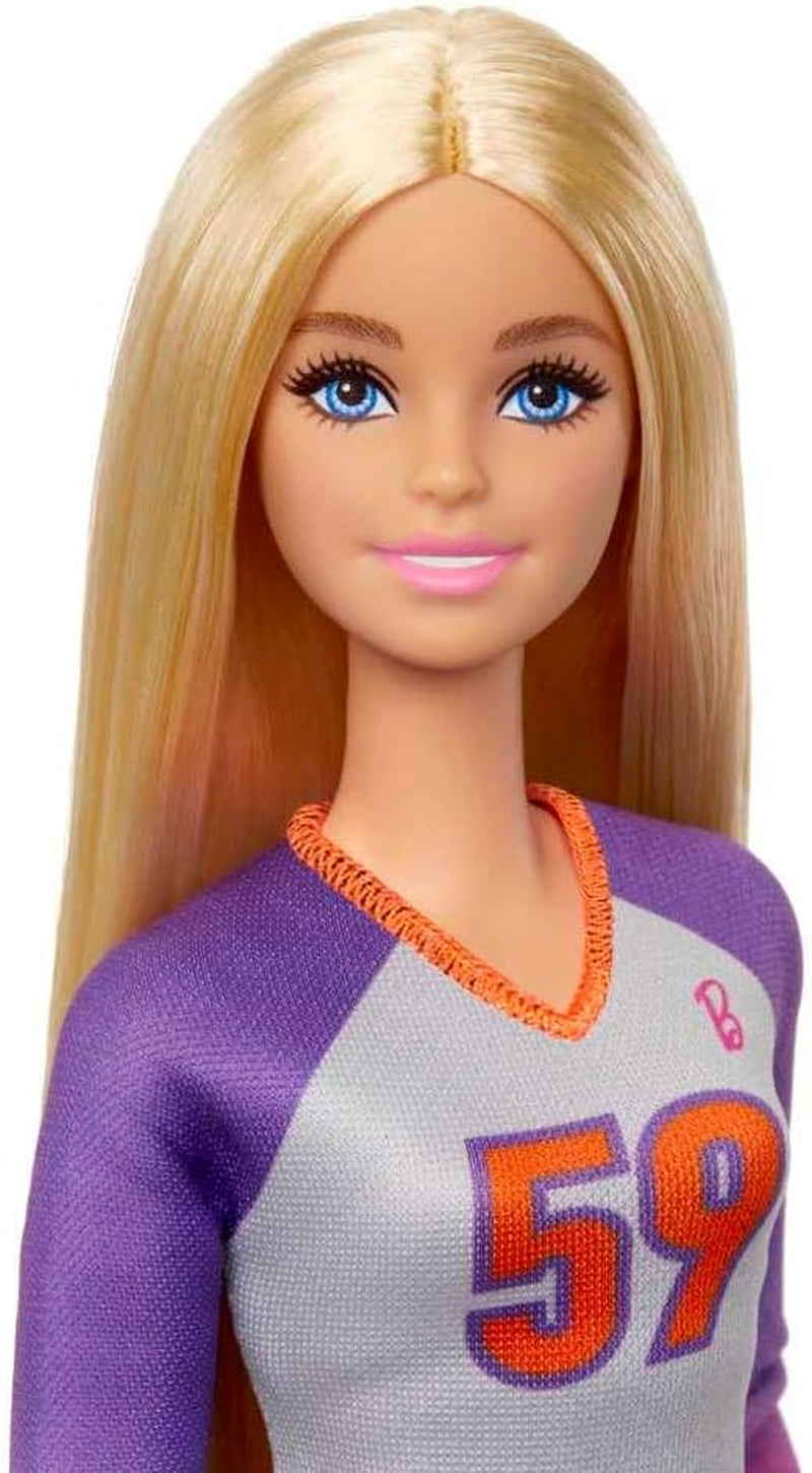 Barbie Made to Move - Volejbalová panenka s tričkem a míčem - 22 kloubů pro realistické hraní, včetně volejbalového a sportovního oblečení, HKT72 Naty Shop Dolls