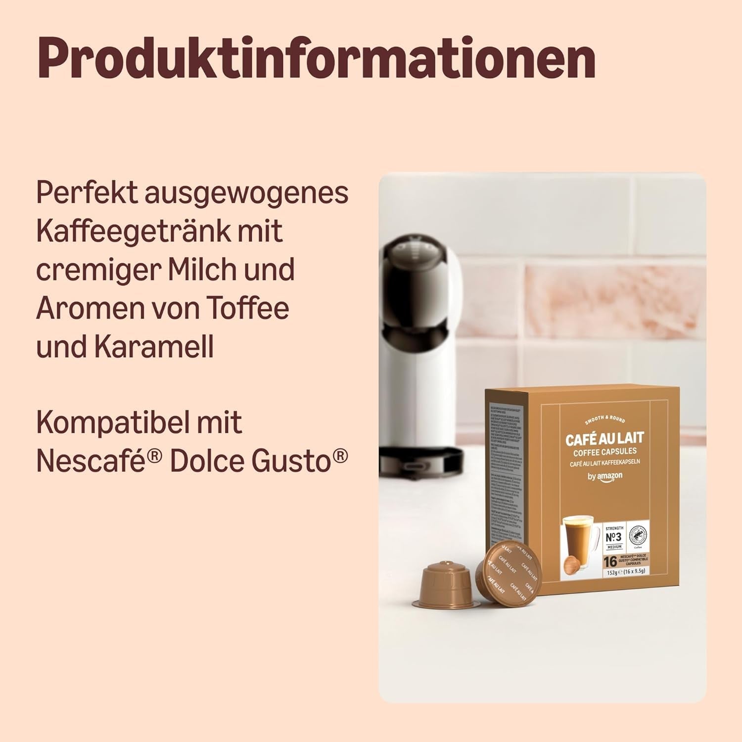 od Amazon Cafe au Lait Dolce Gusto kompatibilní s kávou, 48 kapslí (3 balíčky po 16 kusech)