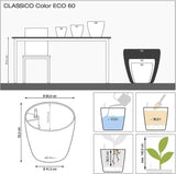 Květináč LECHUZA Classico Color ECO 60 Tmavě šedá | Květináč se zavlažovacím systémem a ukazatelem hladiny vody | Vyrobeno ze 100% recyklovaného plastu | Matný povrch | Ø 60 x 55,5 cm | 18955