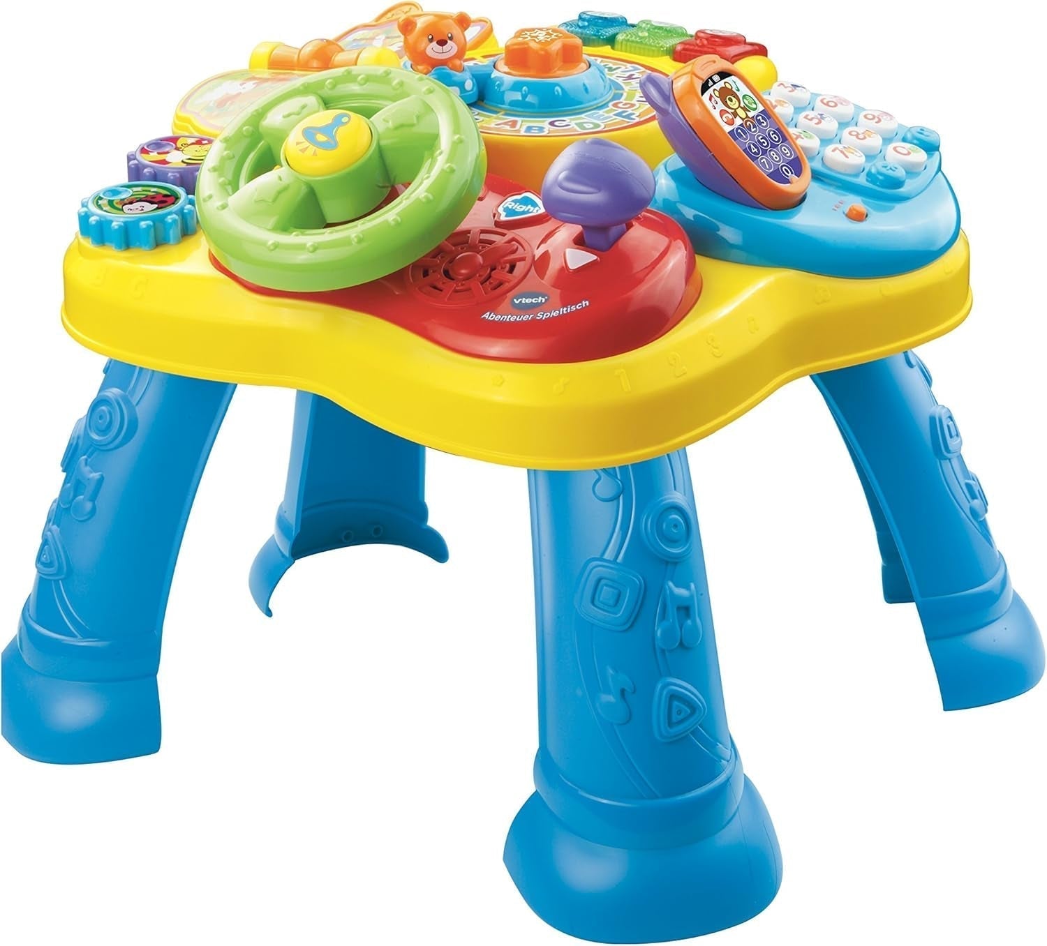 VTech Baby Adventure Play Table - Barevný dětský hrací stolek se 6 hracími poli a interaktivními prvky & Miminko Moje první písnička 6stránková Barevná kniha a pohyblivý hrací stolek Hračky Bebe Naty Shop Jednotné normální balení