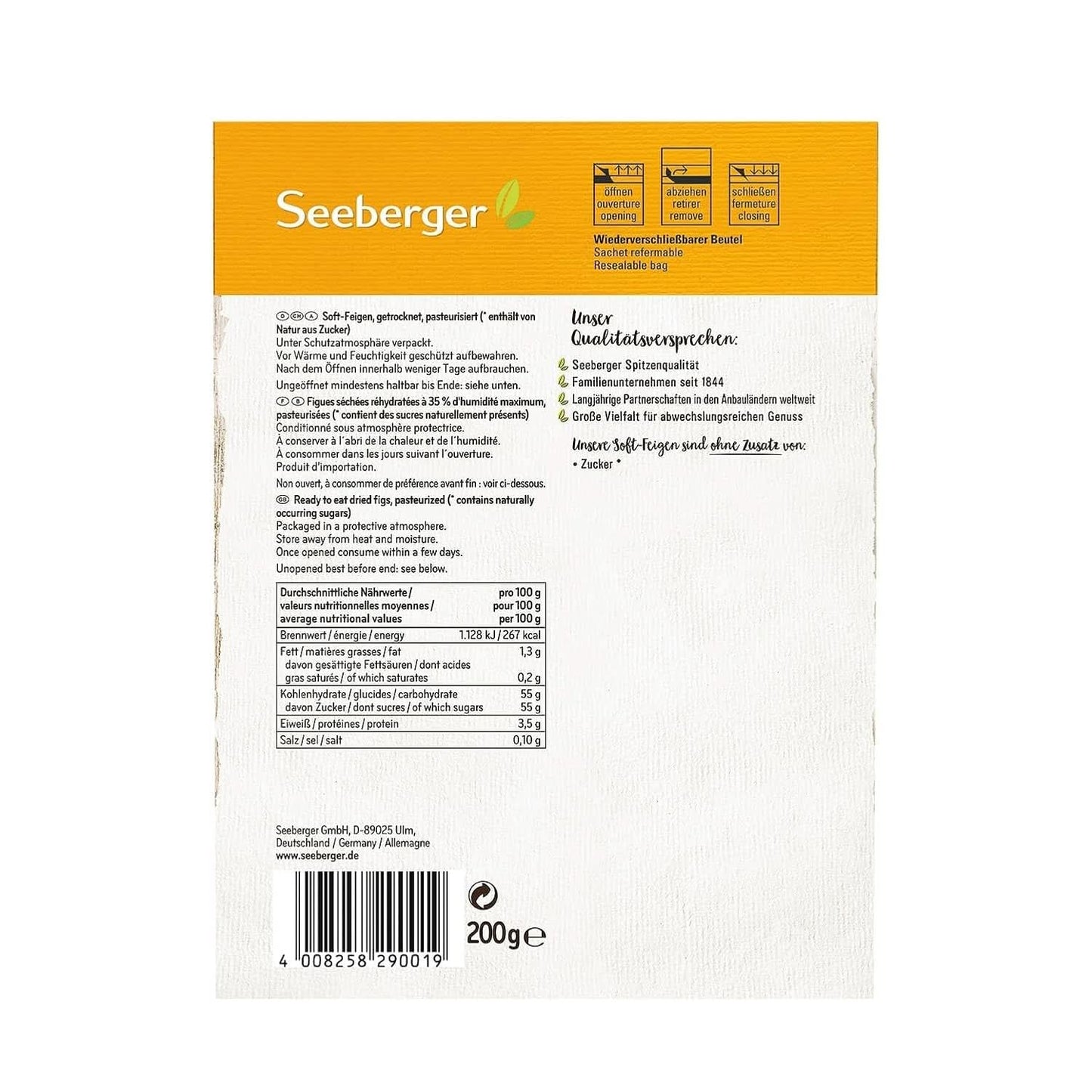 Seeberger měkké, medově sladké kamenné fíky s dužninou - pro gurmány, kteří si uvědomují výživu, 13 x 200 gramů Naty Shop Dehydratované produkty