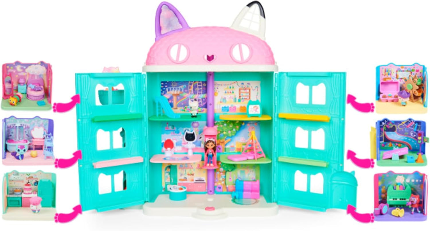 DREAMWORKS GABBY'S DOLLS HOUSE – herní sada pro pokojík Deluxe, místnost pro párty Kitty Narwhale, tématický nábytek a doplňky, věk 3+