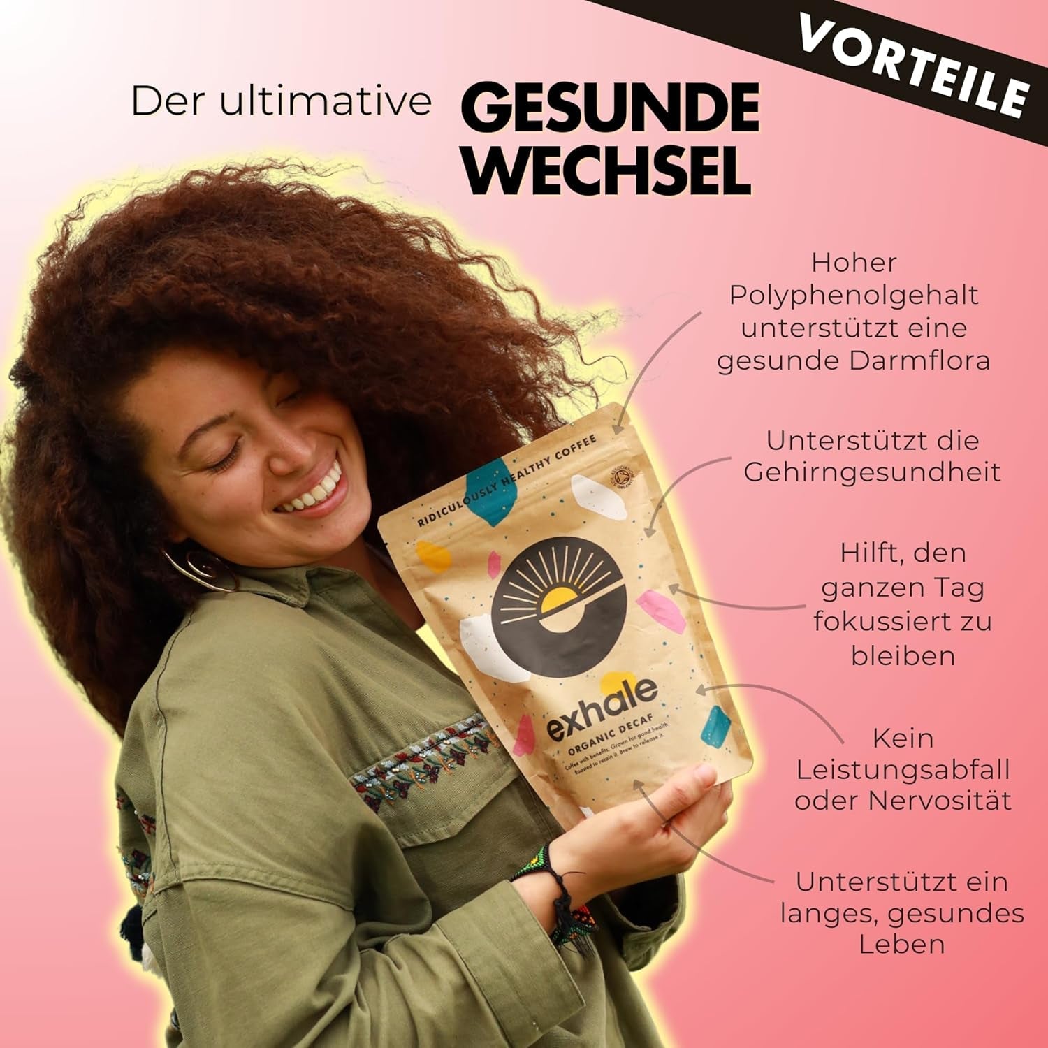 EXHALE Bio GANZE BOHNEN – Dunkel Gerösteter Kaffee – 450g Balení – Mykotoxinfrei & Geeignet für Bulletproof Coffee – Single Origin und 100% Arabica Bohnen