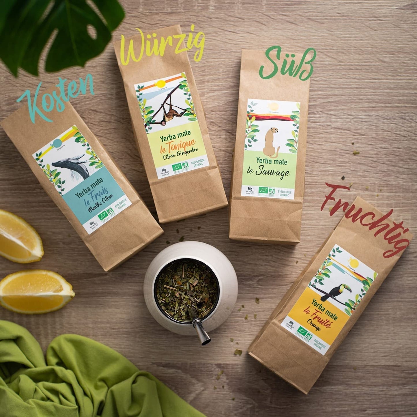 ORIGEENS BIO MATE ČAJOVÁ DÁRKOVÁ SADA X4 I Yerba Mate Bio 4X80G I Yerba Mate čajová sada, tip na dárek