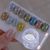 Wahrshei 6 Chrome Nail Powder, Chrome Pulver Nägel Mit Spiegeleffekt, Laser Chrome Puder, Pearl Effect Powder Für Glazed Donut Nails
