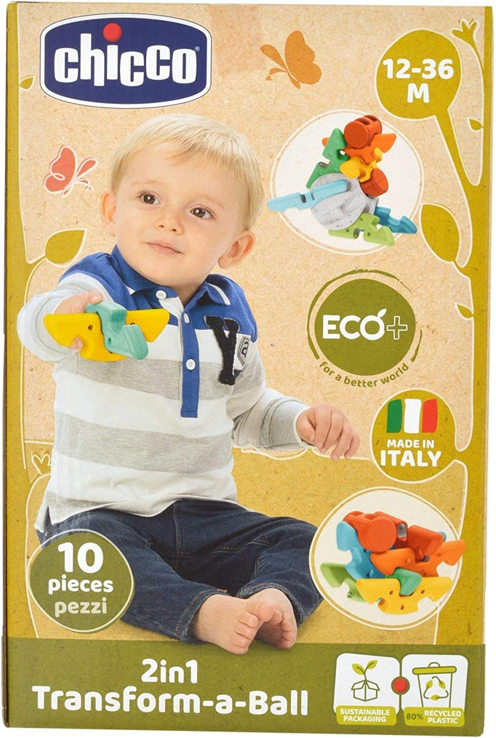 Chicco 2v1 První kreativní míč pro miminko - Eco+ 12-36 měsíců Dětské hračky Naty Shop