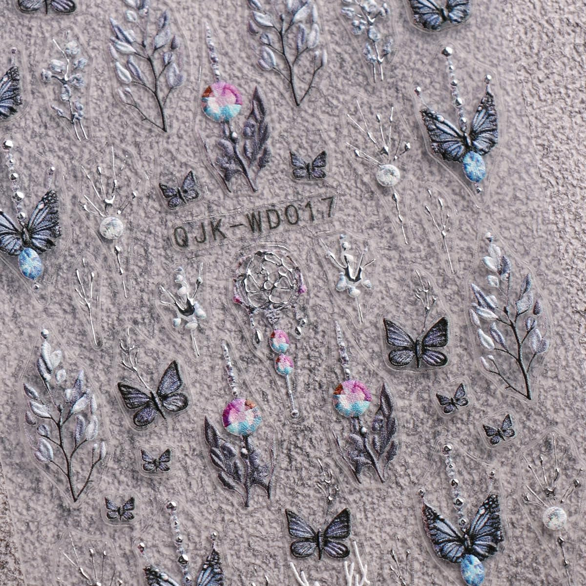 JMEOWIO Nálepka na nehty Schwarz Weiße Blume 6 Blatt Nálepka na nehty Selbtklebend Nagelaufkleber Frühling Letní květinová dekorace Nageldesign Zubehör