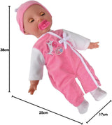 Simba 105140489 - Panenka Laura Baby Talk, 38 cm panenka s měkkým tělem a ospalýma očima v roztomilém overalu, 24 dětských zvuků, panenka na hraní, panenka, věk 2+