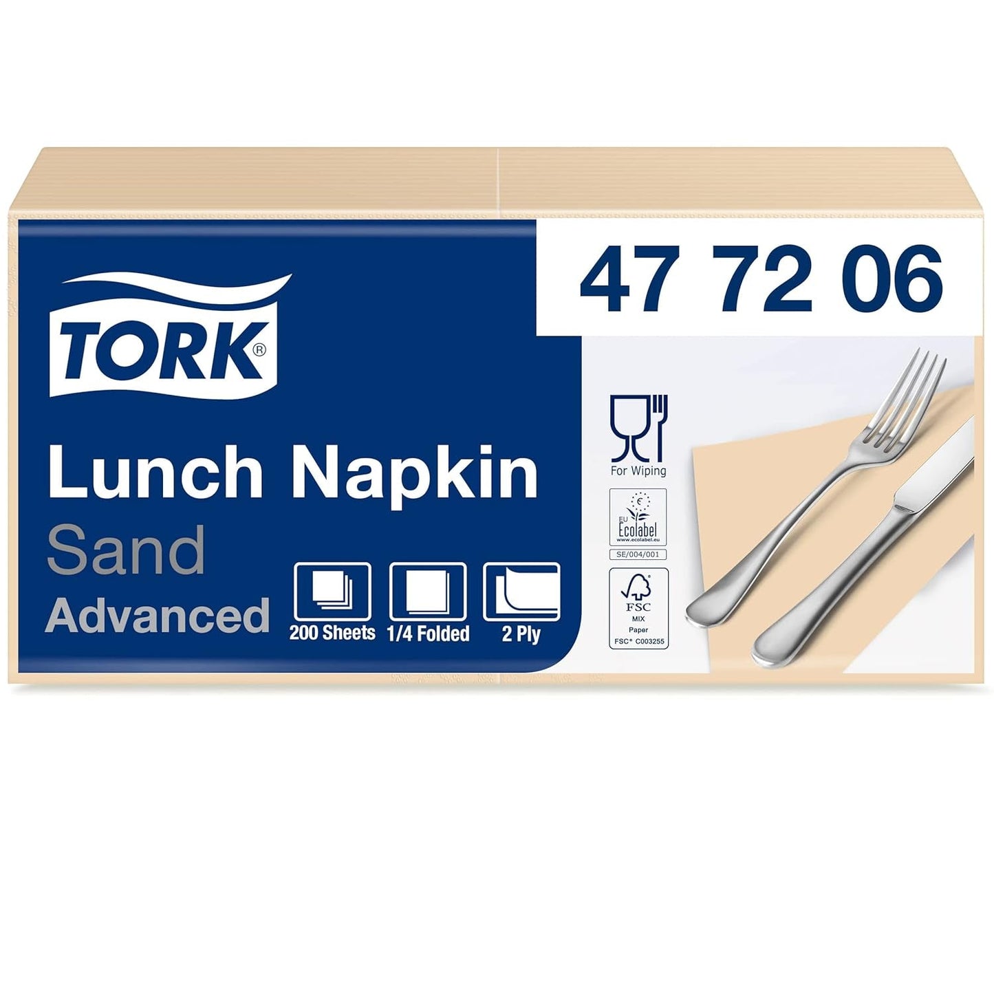 Tork 477840 Limetkové ubrousky na oběd / 2vrstvé ubrousky pro malá jídla nebo svačiny / Pokročilá kvalita / 10 x 200 (2000) papírové ubrousky / 32,6 x 33 cm (d x š) / 1/4 skládání