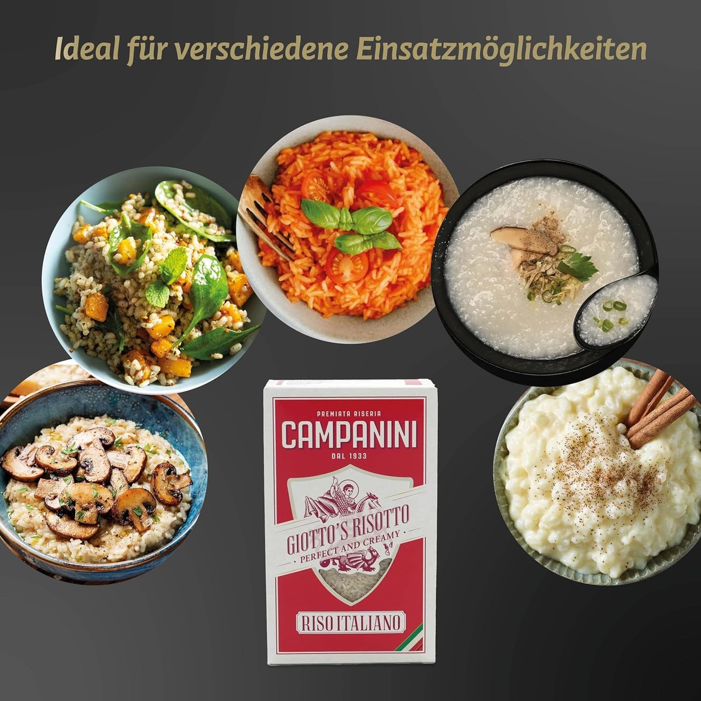 Originální rýže na rizoto | Campanini rýže na rizoto | 1000 g | z Itálie | Rizota a polévky