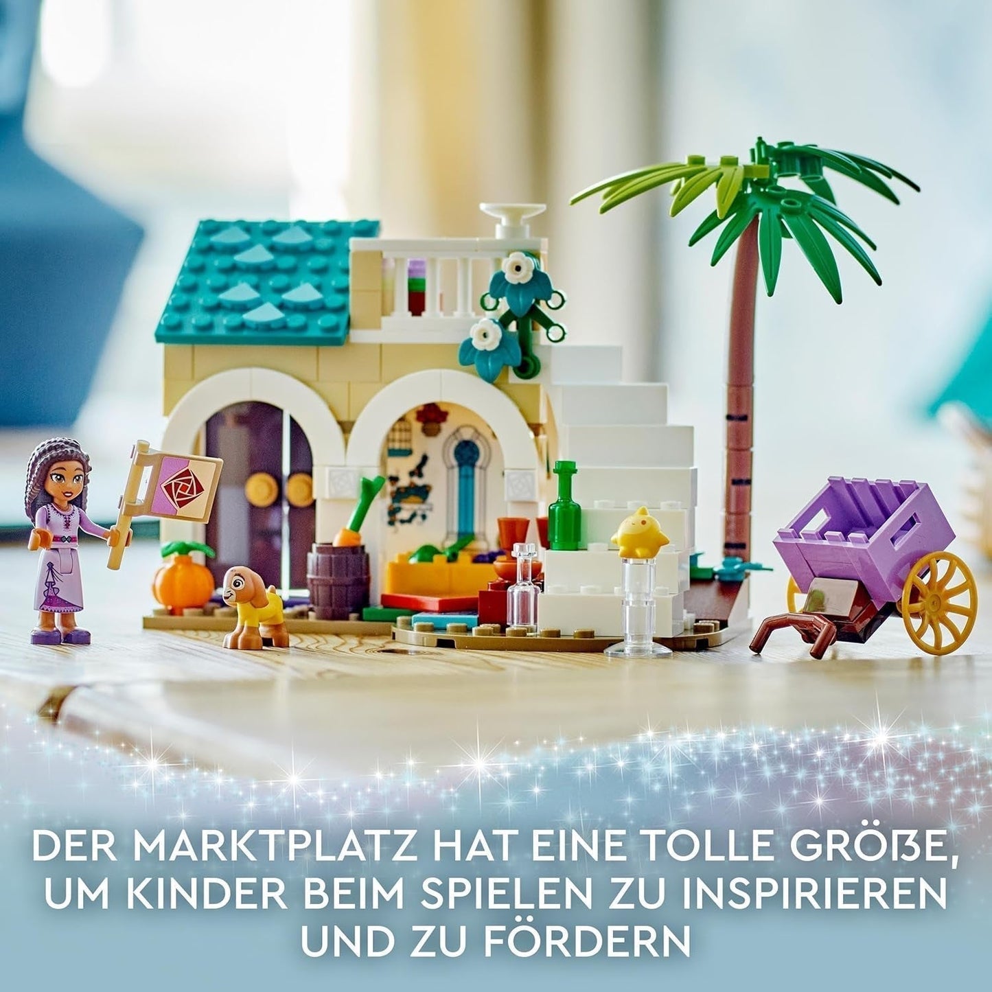 LEGO 43223 Disney Wish Asha v Rosas City, Filmová sada přání s trhem, Minipanenka Asha, Valentino jako kozička a figurky hvězd, Dárek pro děti od 6 let, Stavebnice pro dívky a chlapce Besuche den LEGO-Store