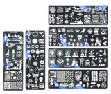 JMEOWIO Šablony na razítkování nehtů Halloween 6 Stück Nagelstempel Šablony Nail Art Dekorace Nageldesign Zubehör Böse Gruselige Kürbis-Geisterhexe