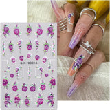 JMEOWIO Nálepka na nehty Blumen 6 Blatt Nálepka na nehty Selbstklebend Nagelaufkleber Letní Blumen Dekorace Nageldesign Zubehör