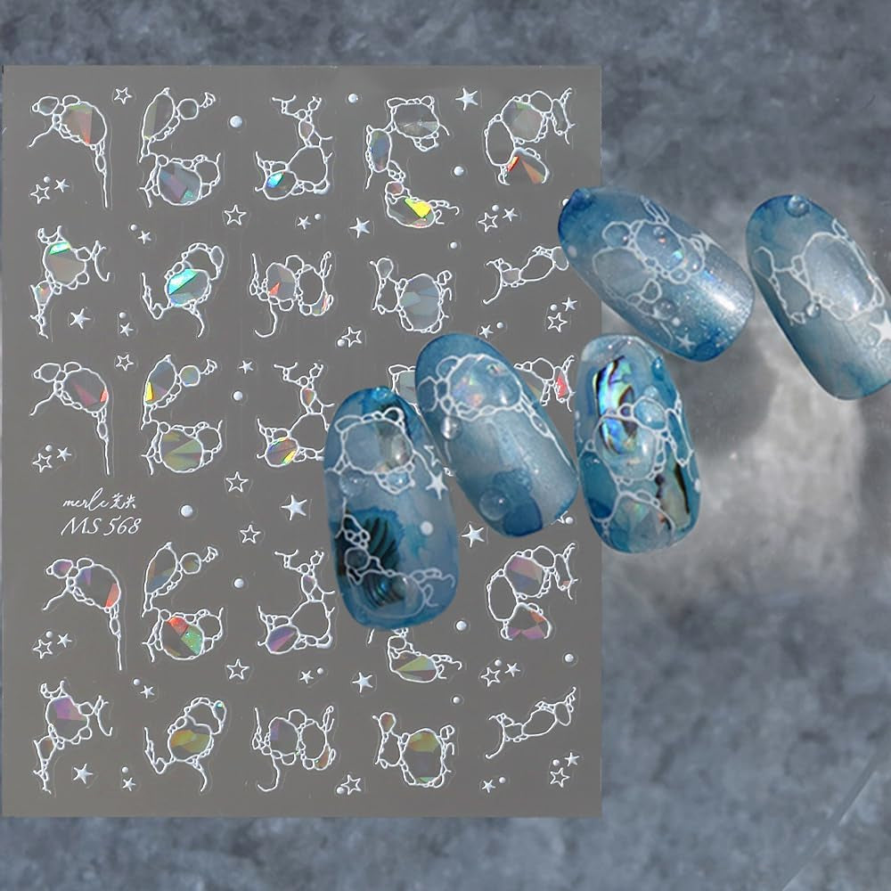 Třpytivé samolepky na nehty Summer Water Waves Starry Nail Art Fantasy Mořská voda Waves Designy nehtů Samolepky na nehty Mořská voda Waves Příslušenství na nehty Nail Art