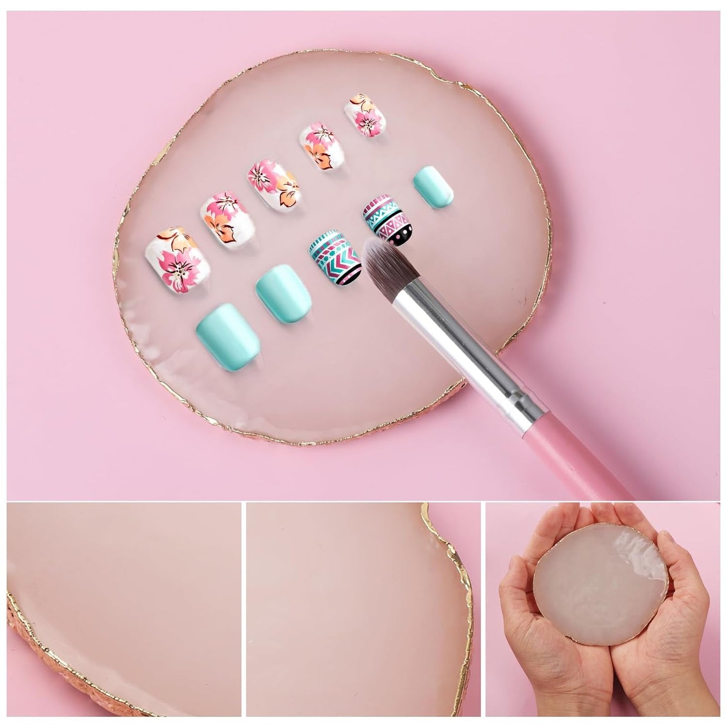 Maniküre Gemalt Palette Nail Art Palette Kunstharz Nagelkunst Nail Art Make-up Paletten Nagelmalerei Display Fach Kosmetik Mischwerkzeuge (Weiß)