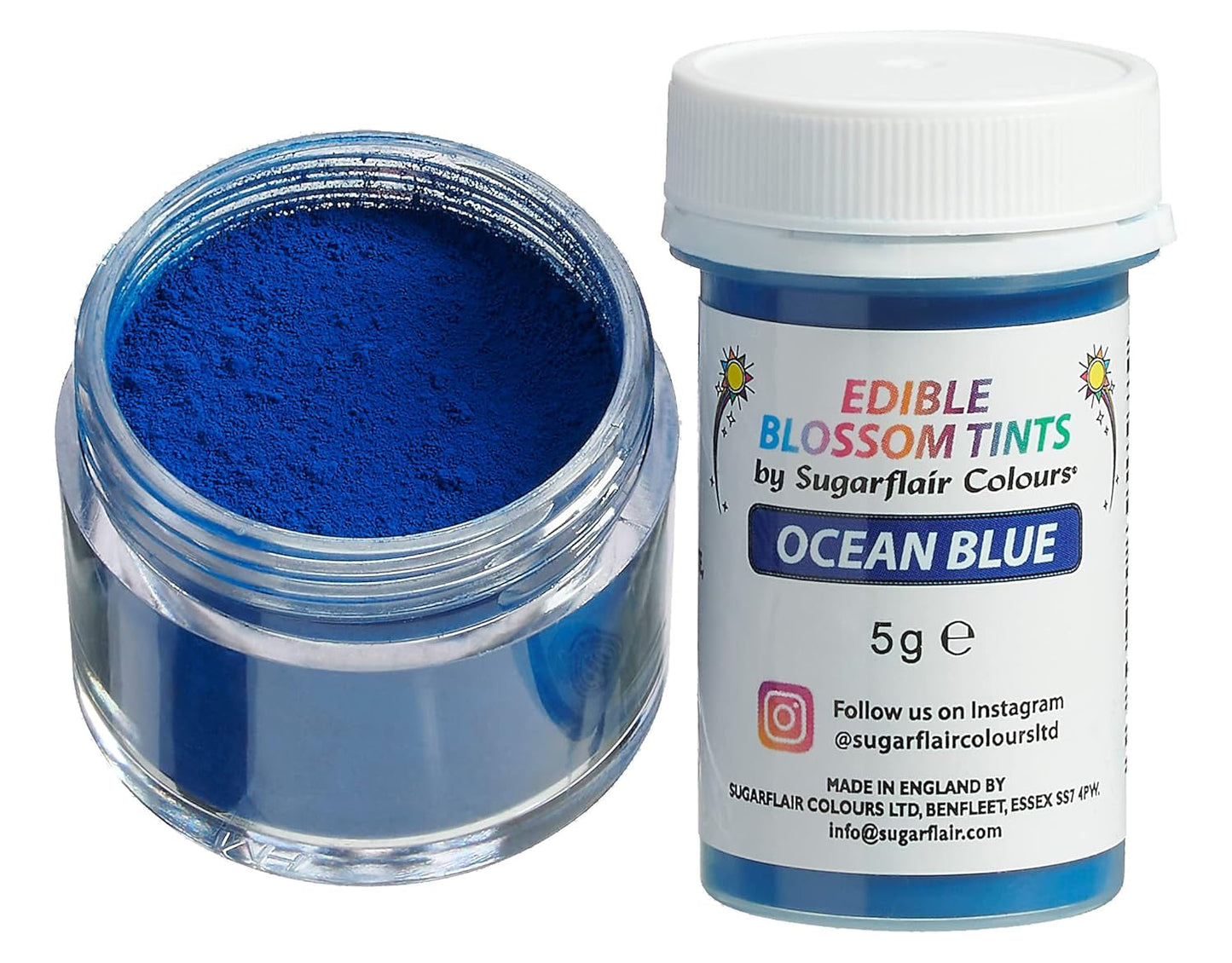 Sugarflair Blossom Tint Dust Ocean Blue - Potravinářské barvivo v prášku na ozdoby dortů, fondant, polevu, čokoládu, máslový krém, makronky a další - 5G