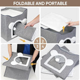 Katzenbetten für Indoor Katzen, Faltbares Katzenhaus, Katzenhöhle 2 Schicht Würfel Großer Raum Katzenbett mit Kratzbrett und Spielball, 15,8 x 15,8 x 15 palců
