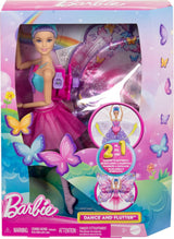 Barbie Dance And Flutter Transformační panenka 2 v 1 z tanečnice na motýla s otevíracími křídly, fialovými vlasy, šperky do vlasů a odnímatelnou Tutu, HXJ10 Naty Shop Dolls