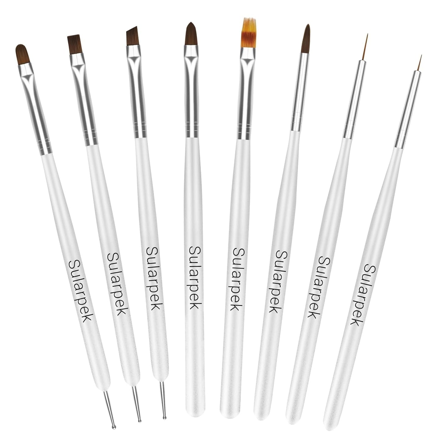 Sada Sularpek 8 Stück Nagel Pinsel, Pinsel Für Gelnägel, Nageldesign Pinsel, Nail Art Dotting Tools, Nailart Pinsel Für Gel Acryl Nägel Nailart