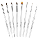 Sada Sularpek 8 Stück Nagel Pinsel, Pinsel Für Gelnägel, Nageldesign Pinsel, Nail Art Dotting Tools, Nailart Pinsel Für Gel Acryl Nägel Nailart