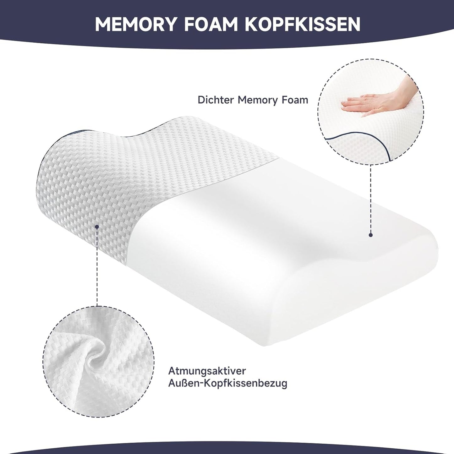 Polštář na podporu krku Z-Hom, polštář z paměťové pěny, boční polštář na spaní, ergonomický polštář, polštář proti chrápání, ortopedický polštář na spaní, snímatelný potah (49 x 30 x 7/10 cm) krční ortopedické polštáře Naty Shop