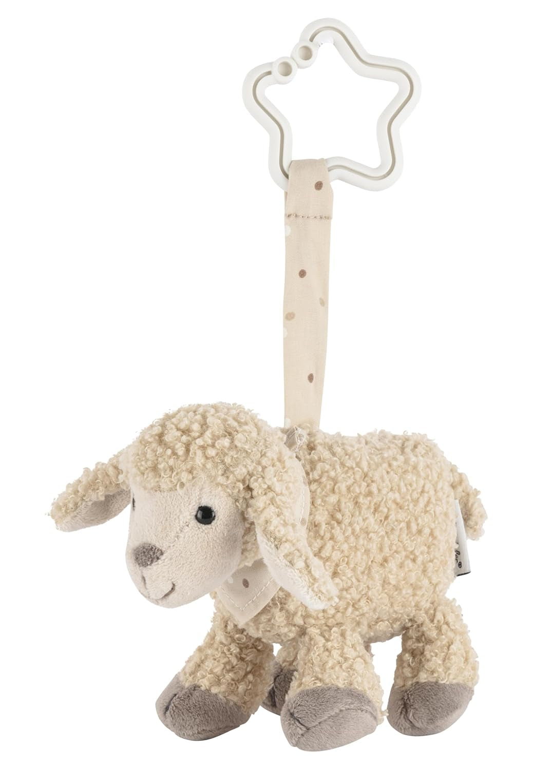Sterntaler Flocke Přívěsek na ovečku - Hračka na kočárek z měkké látky - Závěsná hračka pro miminko - Písková Barva Hvězdicový Závěs Hrací mašlička Bebe Toys Naty Shop Výchozí název