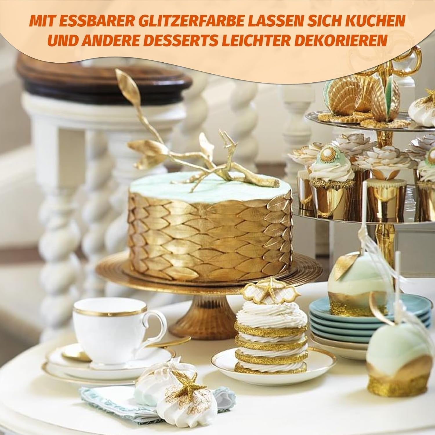 Essbarer Glitzer - 3 Torten Kuchen Deko Essbare, Metallic Lebensmittelfarbe Flüssiges, Jedlé třpytky Für Muffin, Koktejl, Marshmallows - 10 ml Naty Shop