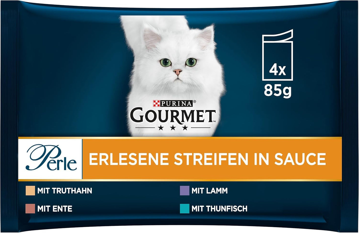Gourmet Perle Select Strips mokré krmivo pro kočky, různé směsi, balení 12 ks (12 x 4 sáčky po 85 g)