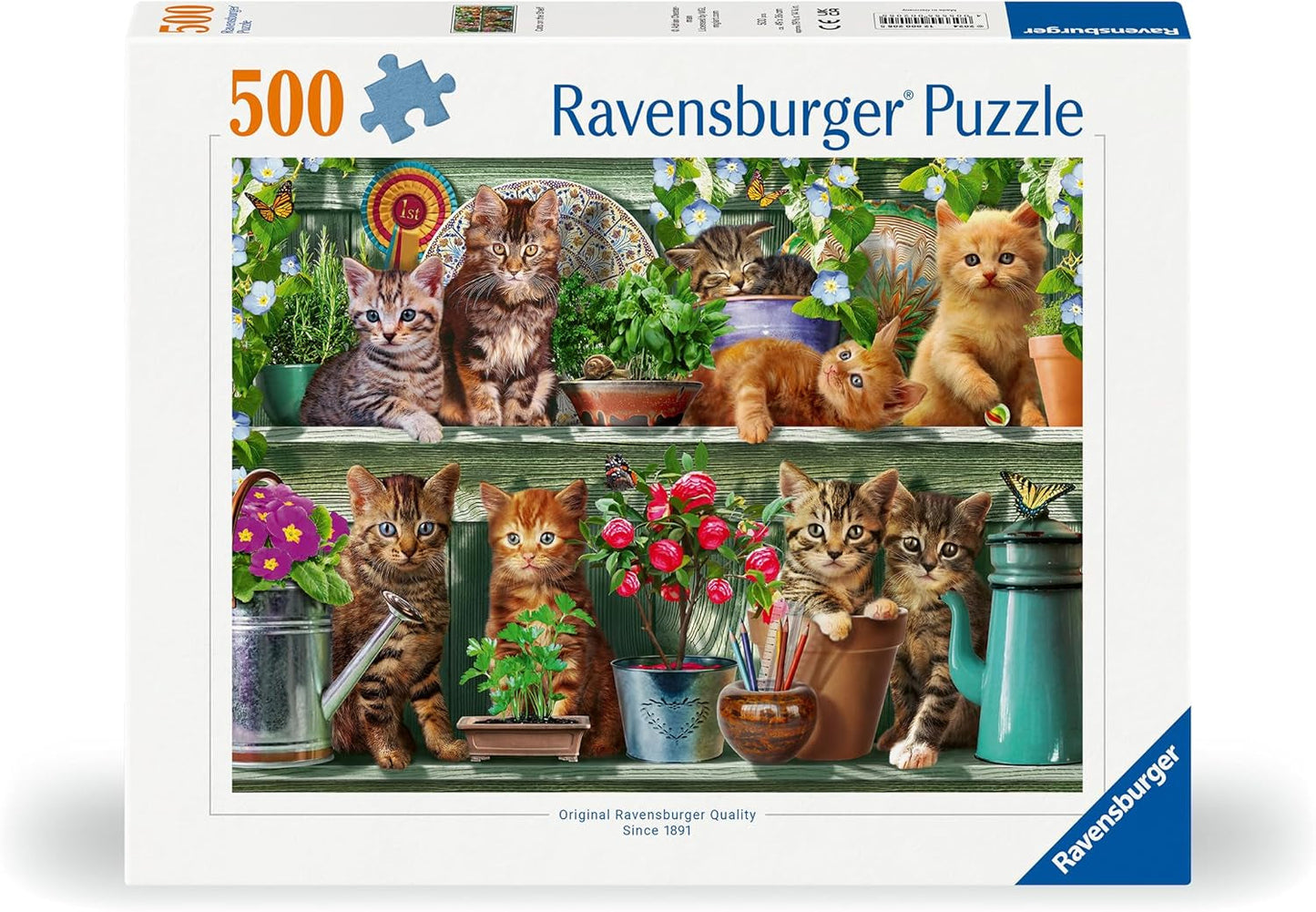 Ravensburger Puzzle 12000205 - Katzen Im Regal - 500dílné puzzle pro dospělé a děti od 10 let, zvířecí puzzle s motivem kočky Puzzle Naty Shop