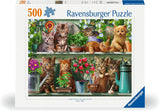 Ravensburger Puzzle 12000205 - Katzen Im Regal - 500dílné puzzle pro dospělé a děti od 10 let, zvířecí puzzle s motivem kočky Puzzle Naty Shop