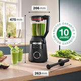 Vysokorychlostní stojanový mixér Vitapower Serie 6 MMBD665B1, 45 000 U/min, 6 programů Inkl Heiße Suppe & Reinigung, 2 L Mixbehälter, Stopfer, Spülmaschinenfeste Teile, Made in Europe, 1800 W, Schwarz Kitchen Naty Shop