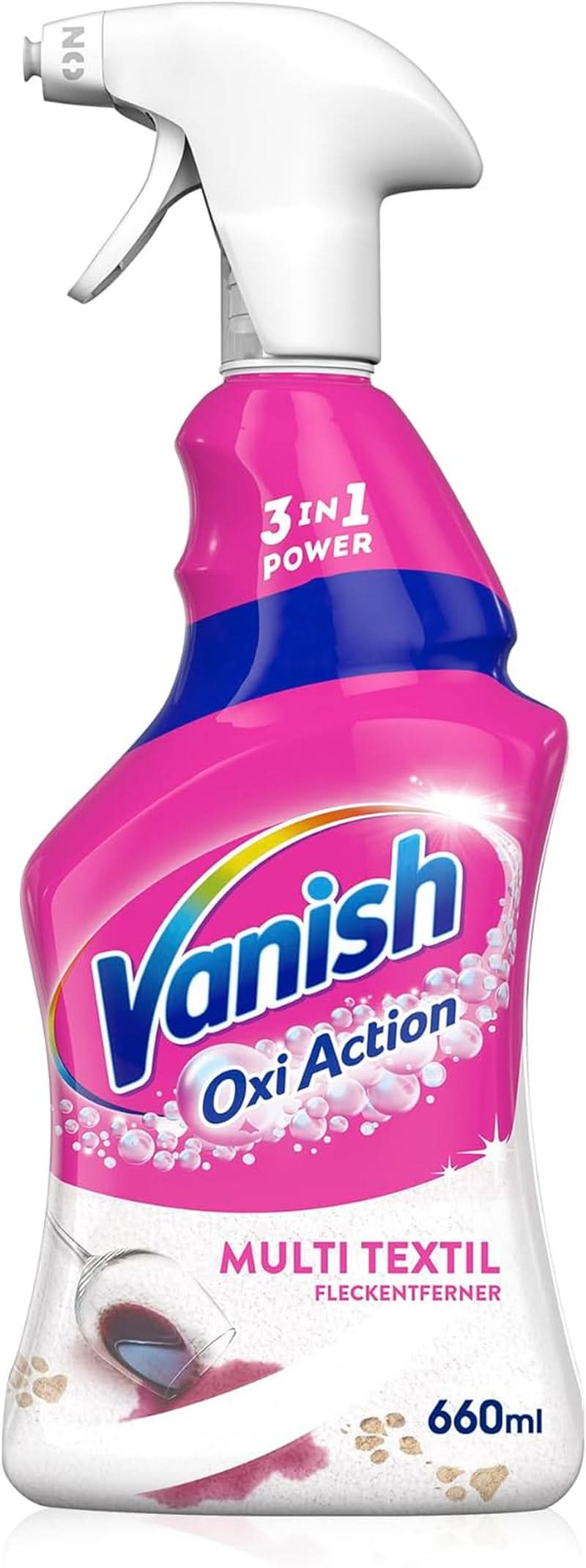 Vanish Oxi Action Multi - Sprej na odstraňování textilních skvrn - 660 ml - Textilní prostředek na koberce a čalounění - proti nečistotám a zápachu moči Naty Shop