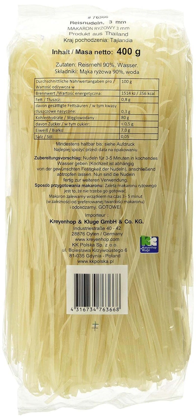 Rýžové nudle – thajské, 3mm široké nudle z rýžové stuhy, vyrobené z rýžové mouky – 17 x 400g