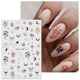 Jmeowio Nagelsticker Mond Stern Sonne 9 Blatt Nail Art Sticker Selbtklebend Nagelaufkleber Bunte Dekoration Nageldesign Zubehör
