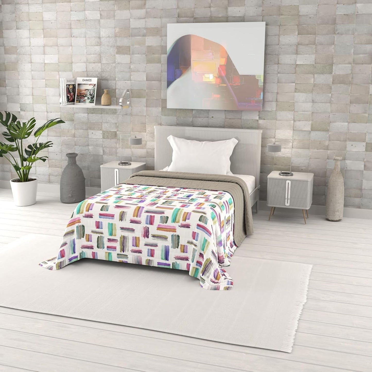 Letní přikrývka s fantasy potiskem, polyesterová výplň, Petals, 260X270Cm Přikrývky a přikrývky Naty Shop Multicolor 220X270Cm