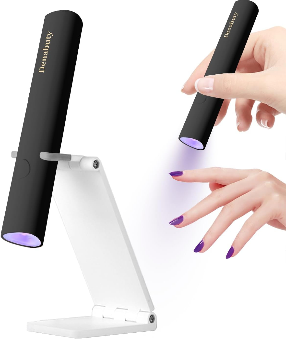 Denabuty UV lampa na gelové nehty, Mini U V LED lampa na výměnu nehtů se stojánkem Tragbare Malá UV lampa na nehty na gelové nehty, pro Aushärten Von Nagelkleber & Nail Tips bílá