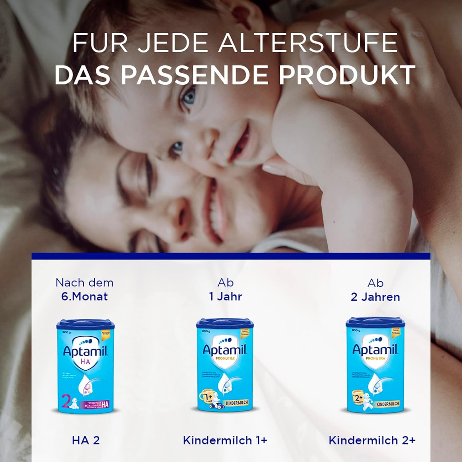 Aptamil HA 2 – Pokračovací mléko po 6 měsících, s Omega 3 a 6, DHA, ARA a ALA, bez laktózy, bez palmového oleje, dětská výživa, sušené mléko, 1 x 800 g (balení 4 ks)