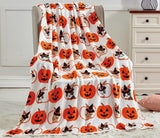 Elegantní komfortní lehká přikrývka s halloweenským motivem, měkká, útulná a plyšová, ideální pro odpočinek v tomto strašidelném období, 127 x 152,4 cm, postele a přikrývky z lebky a kostí Elegantní pohodlné dýňové kočky 50 x 60