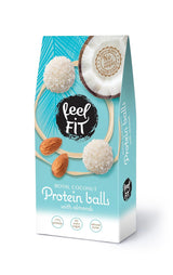 Kokosové pralinky bez cukru s mandlemi, feel FIT, bez přidaného cukru, 17 % bílkovin, 63 g