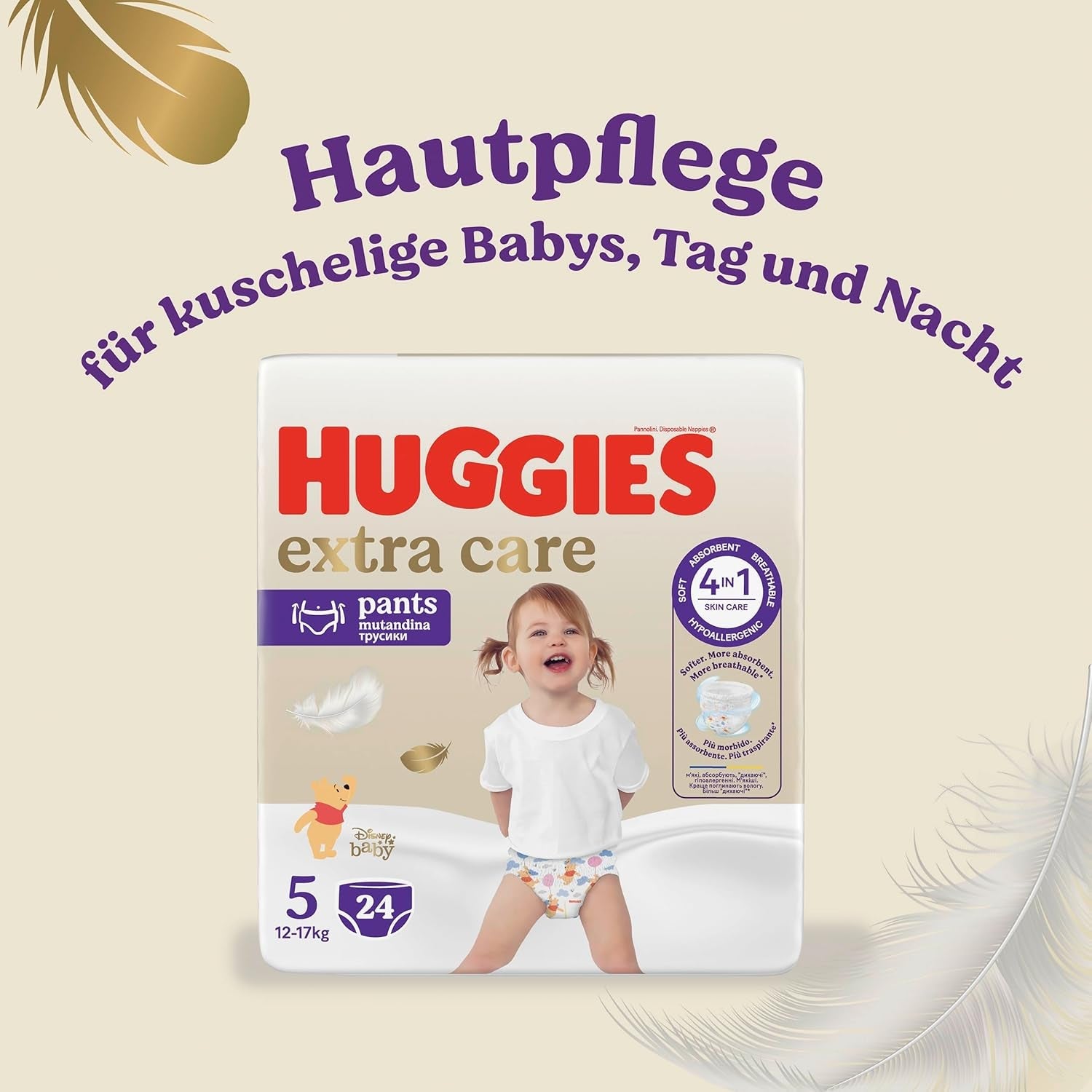 Kalhoty Huggies Extra Care Pants Disney Design Velikost 5 68 Plenky (2x34) Půlměsíční krabice
