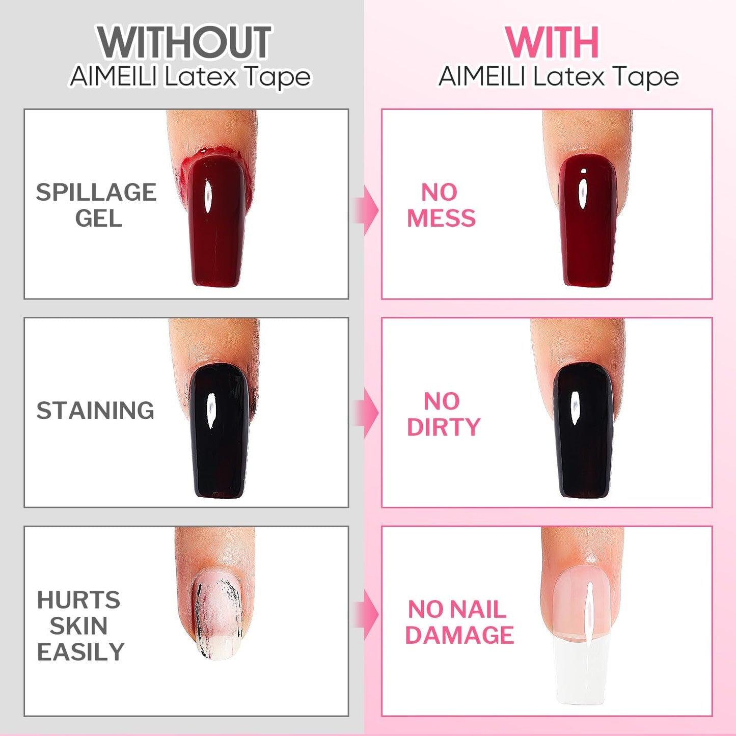 AIMEILI Latexová odlepovací páska Nagelleck Korrektor Hautschutz Fingerschutz Für Nail Art Palisade Geruchlos Weiß 15 ml