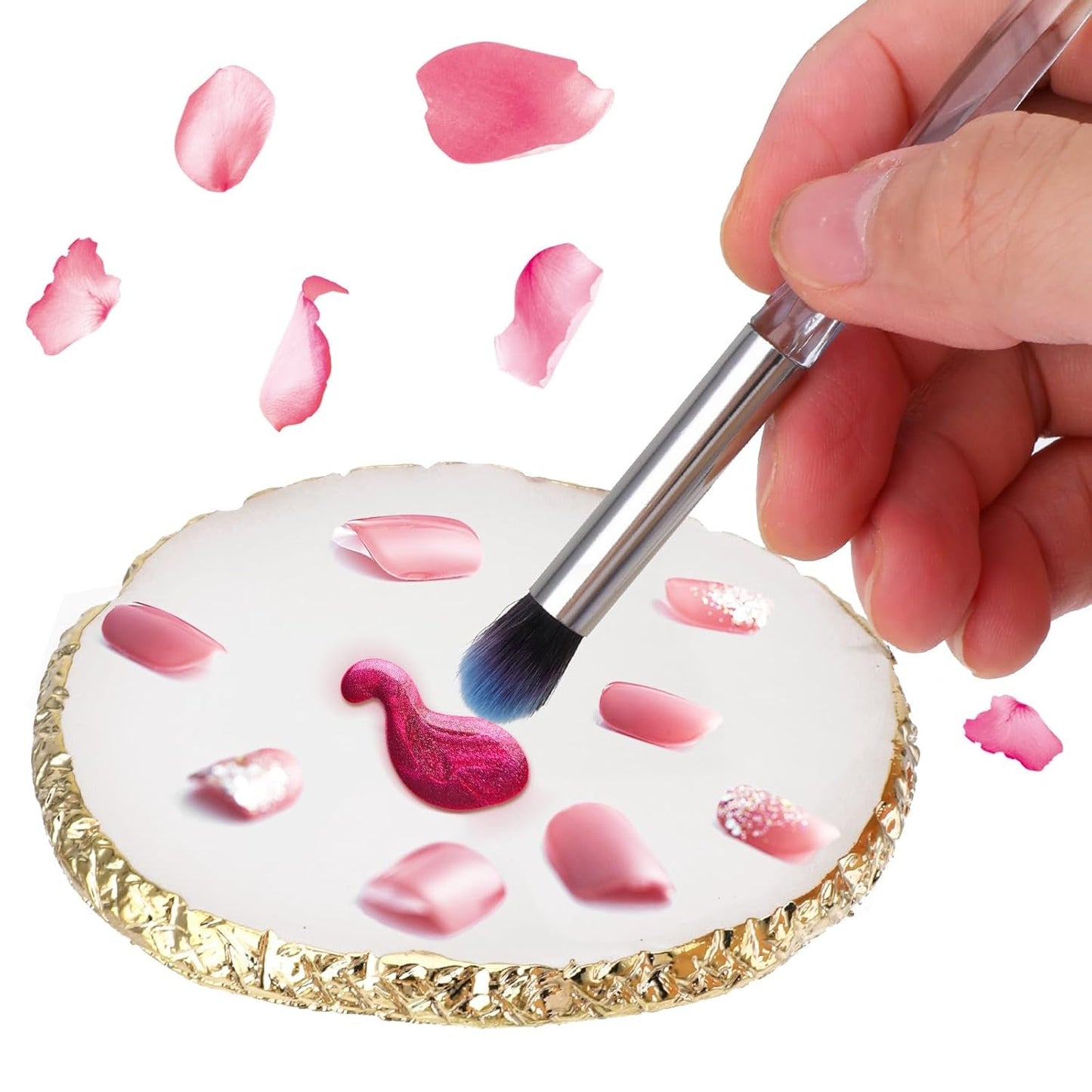 Maniküre Gemalt Palette Nail Art Palette Kunstharz Nagelkunst Nail Art Make-up Paletten Nagelmalerei Display Fach Kosmetik Mischwerkzeuge (Weiß)
