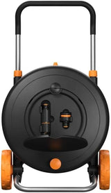 Vodní kolo Fiskars Comfort L s kolečky, zavlažovací sada all inclusive, celkový dosah 31,5 m, automatické navíjení, univerzální zahradní hadice (Ø 13 mm), univerzální připojení na kohoutek, 1071670