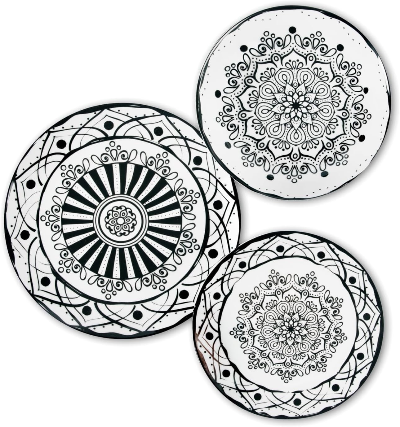 Sada talířů Excelsa Boheme Noir, 18dílná, Porcelán, Schwarz