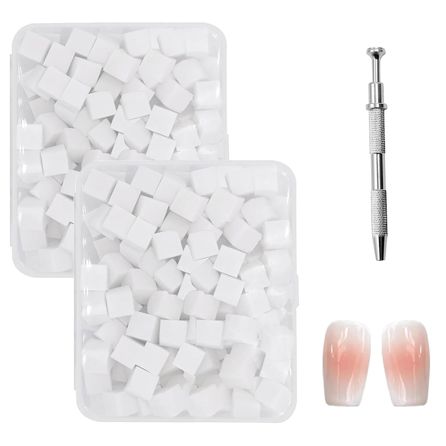 200 Stück Nail Art Schwamm Mit Metallgreifer, Nageldesign Zubehör Schwammpinsel, Um Eine Varuntzen Von Gradient Nail Art Patterns Zu Erstellen (White)