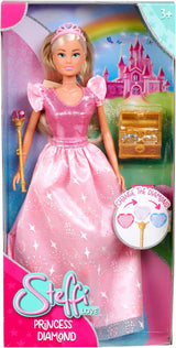 Hrací panenka Simba Steffi Love Princess Diamond Princess s kouzelnou truhlou s pokladem, žezlem a diamanty, 29 cm, 3 roky a více